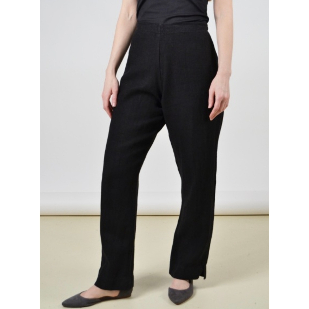 BRYN WALKER Heavy Linen Flat Front Pants Black XS